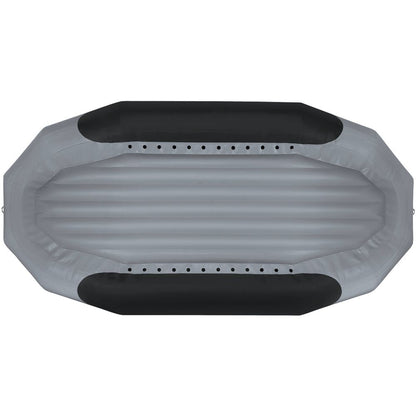 The NRS Otter Series Raft is a top-view gray inflatable raft with black sides and air chambers, crafted from durable Pennel Orca fabric to deliver outfitter-grade performance for all your water activities.