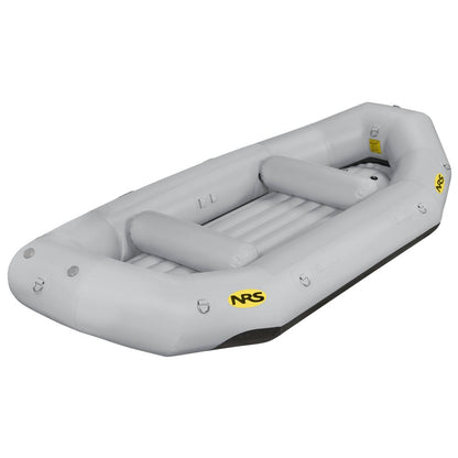 The NRS Otter Series Rafts feature a gray design with the "NRS" logo, outfitter-grade performance, multiple air chambers, Pennel Orca fabric, reinforced seams, and grab handles—perfect for all your water activities.
