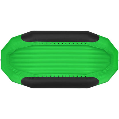 The NRS Otter Series Rafts feature a sturdy Pennel Orca fabric, boasting a green and black design with a rectangular shape and rounded corners for outfitter-grade performance.