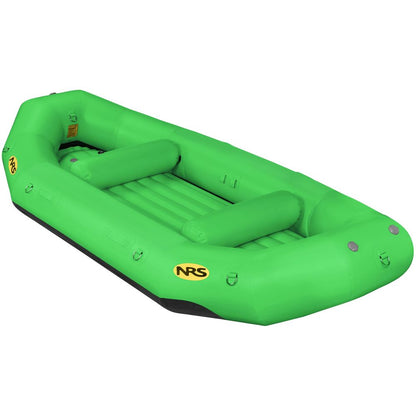 The Otter Series Rafts by NRS offer outfitter-grade performance with two internal seats, a durable green Pennel Orca fabric finish, and the NRS logo on the side.