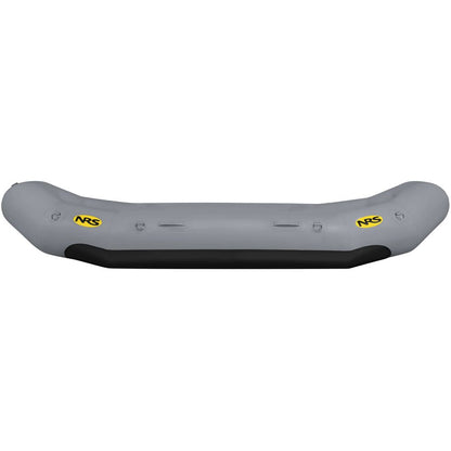 The gray Otter Series raft by NRS is made from durable Pennel Orca fabric for outfitter-grade performance and features two NRS logos on the sides.