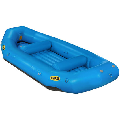 The NRS Otter Series inflatable raft, featuring the logo on the side, offers outfitter-grade performance and is made from durable Pennel Orca fabric.