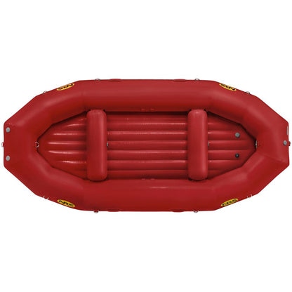 The NRS Otter Series Raft, made with durable Pennel Orca fabric, features a vibrant red exterior with three inflated cross-seats, showcasing its outfitter-grade performance for any water adventure.
