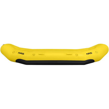 The Otter Series Rafts, yellow inflatable kayak by NRS, displays a logo on its sides and offers outfitter-grade performance with Pennel Orca fabric and two black footrests. It is shown on a plain white background.