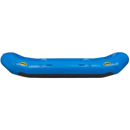 The NRS Otter Series Raft is a blue inflatable raft made from durable Pennel Orca fabric, highlighted by yellow NRS logos, promising outfitter-grade performance for all your water adventures.