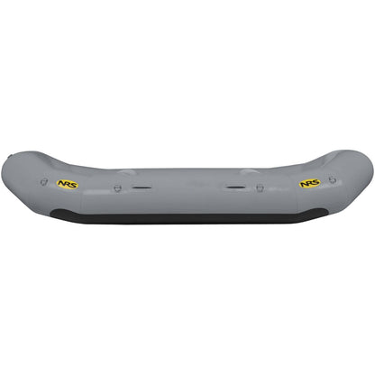 The NRS Otter Series Rafts feature a gray inflatable design with a Pennel Orca fabric, black base, and yellow logos on both sides against a white background, offering outfitter-grade performance for adventurous waters.