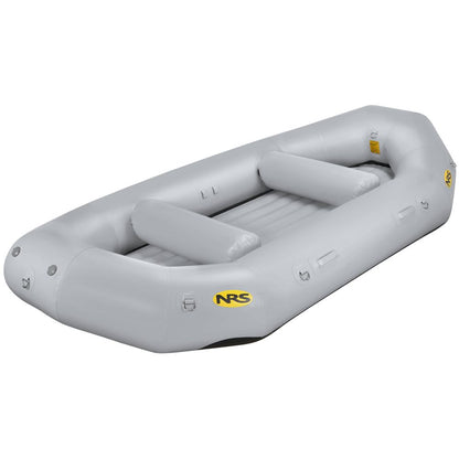 The NRS Otter Series Rafts, featuring a gray inflatable design, display the signature "NRS" logo on the side. Made with Pennel Orca fabric, they include two inflatable thwarts and several attachment points for top-tier performance.