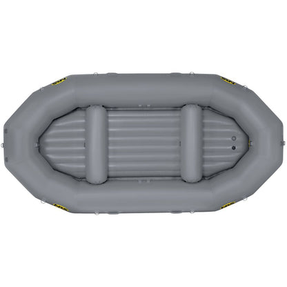 Top view of an NRS Otter Series raft in gray, featuring ribbed seating and side handles that highlight its outfitter-grade performance.