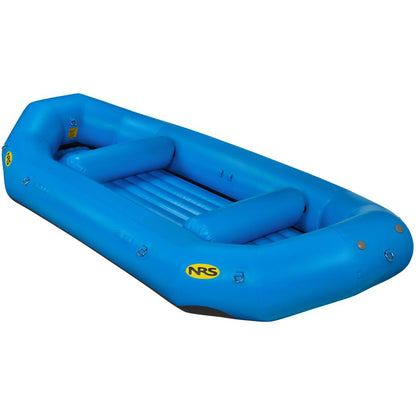 The Otter Series Rafts by NRS feature a blue design with the NRS logo on the side and are made from durable Pennel Orca fabric for outfitter-grade performance.