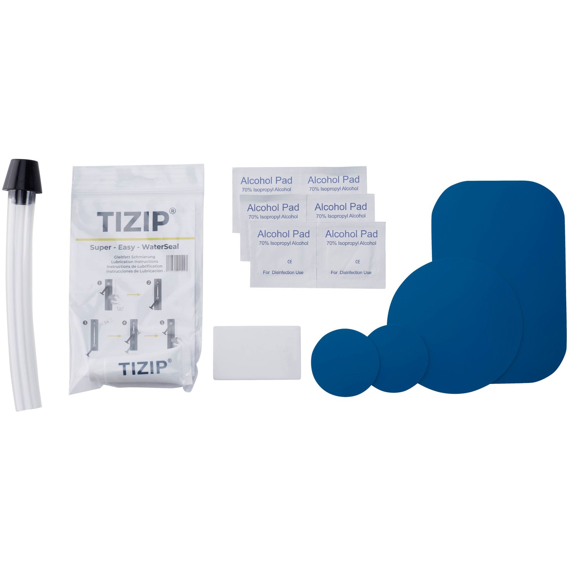 NRS Neutron Packraft repair kit with adhesive patches and application tools for TPU-coated nylon packrafts.
