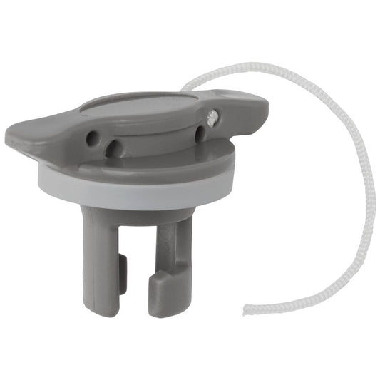 NRS H3 Valve: A gray plastic drain stopper featuring two prongs and a pull string, compatible with STAR inflatables.