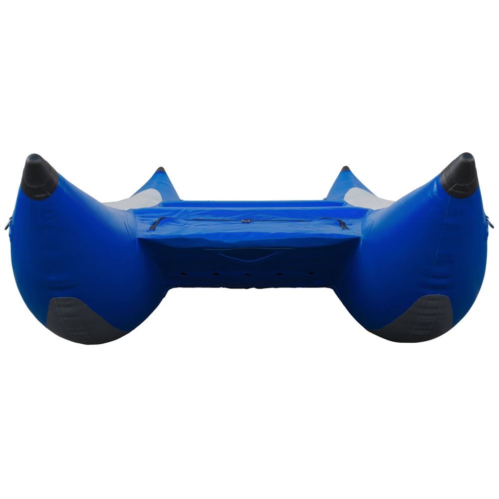 The NRS STAR Slice & Slice XL Paddle Cataraft features pointed ends, black tips, and a self-bailing floor, shown in a side view. Perfect for thrilling whitewater adventures.