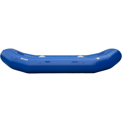NRS STAR Outlaw Rafts are blue inflatable rafts with attached side tubes and handles, crafted from durable PVC for lasting adventures.
