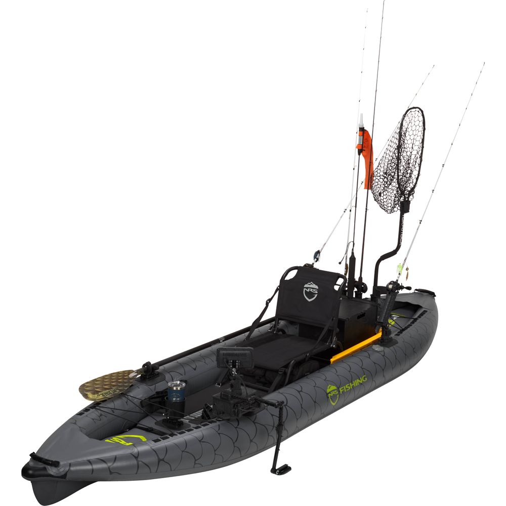 Featuring the STAR Pike Fishing IK fishing kayak, inflatable kayak manufactured by NRS shown here from an eleventh angle.