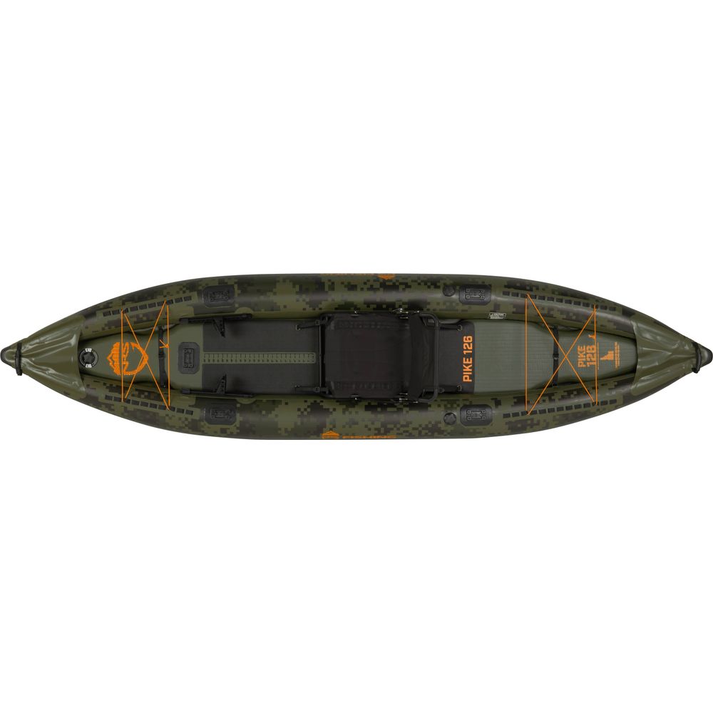 Featuring the STAR Pike Fishing IK fishing kayak, inflatable kayak manufactured by NRS shown here from a thirteenth angle.