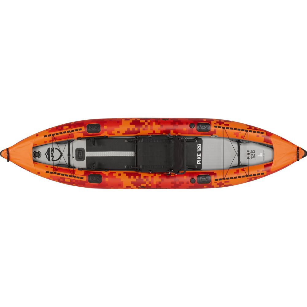 Featuring the STAR Pike Fishing IK fishing kayak, inflatable kayak manufactured by NRS shown here from a nineteenth angle.
