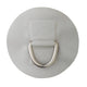 The NRS Star 1.3" PVC D-Ring features a circular white base with a central metal D-ring, perfect for securely attaching gear on inflatable crafts.