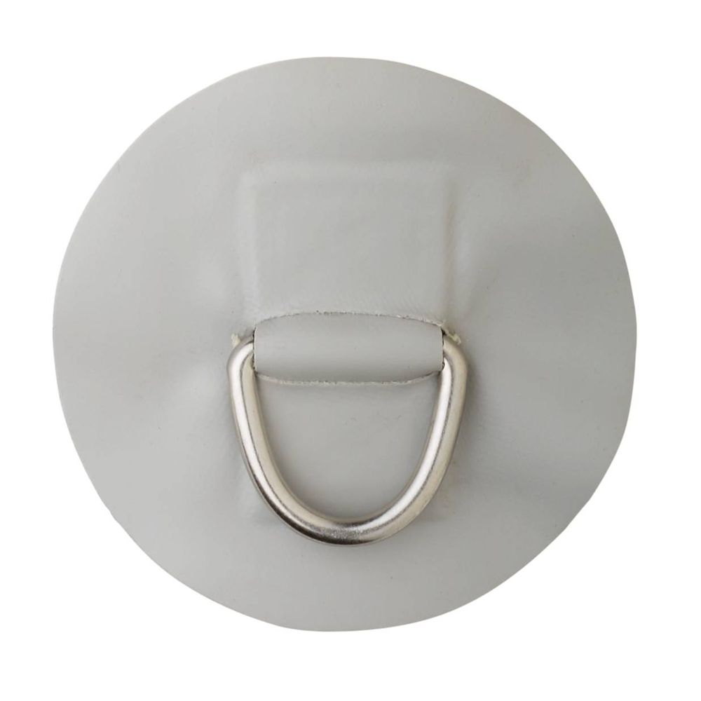 The NRS Star 1.3" PVC D-Ring features a circular white base with a central metal D-ring, perfect for securely attaching gear on inflatable crafts.