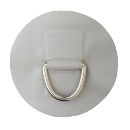 The NRS Star 1.3" PVC D-Ring features a circular white base with a central metal D-ring, perfect for securely attaching gear on inflatable crafts.