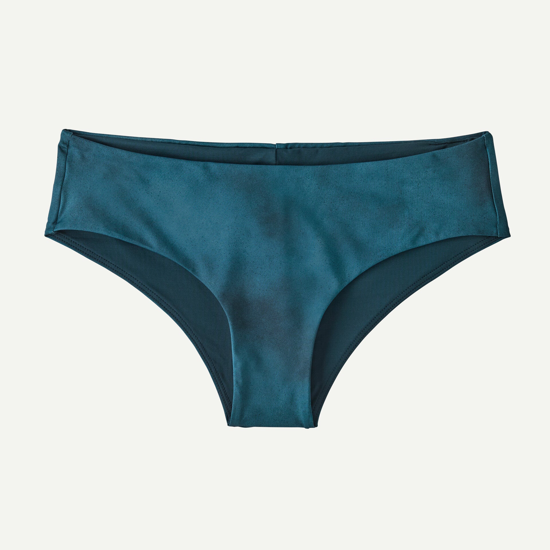 The Patagonia Cheeky Bottom features a teal color with a lightly worn texture and is displayed on a plain white background.