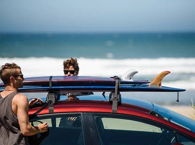 Easy Top surfboards on the roof of a car. (Yakima)