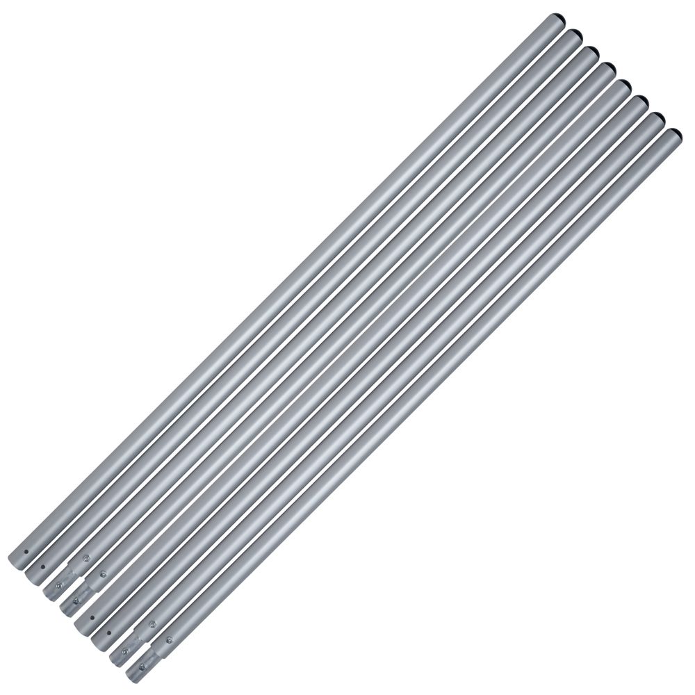 Seven NRS Breakdown Side Rails, crafted from sleek aluminum, are aligned parallel to each other on a pristine white background.