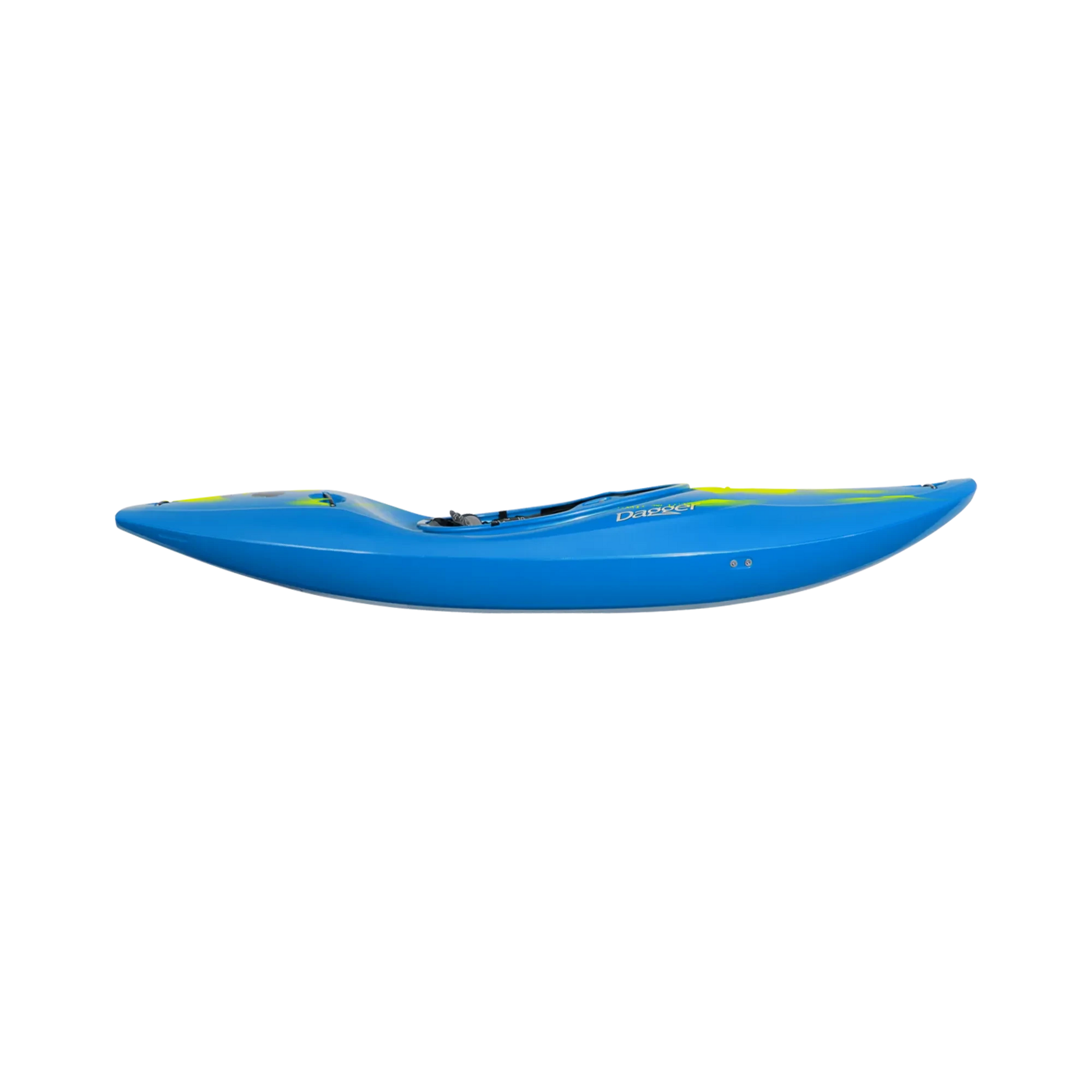 A blue and green Phantom kayak on a black background, Dagger.