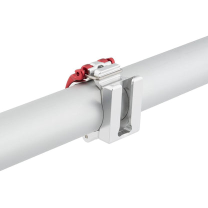The NRS ClampIt Frame Attachment features a customizable aluminum clamp with a red lever, secured to a cylindrical silver rod.