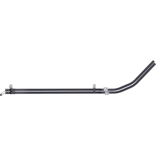 The NRS Fishing Rod Holder is a long, black aluminum alloy rod with two bent ends and clamps along its length, perfect for your raft.