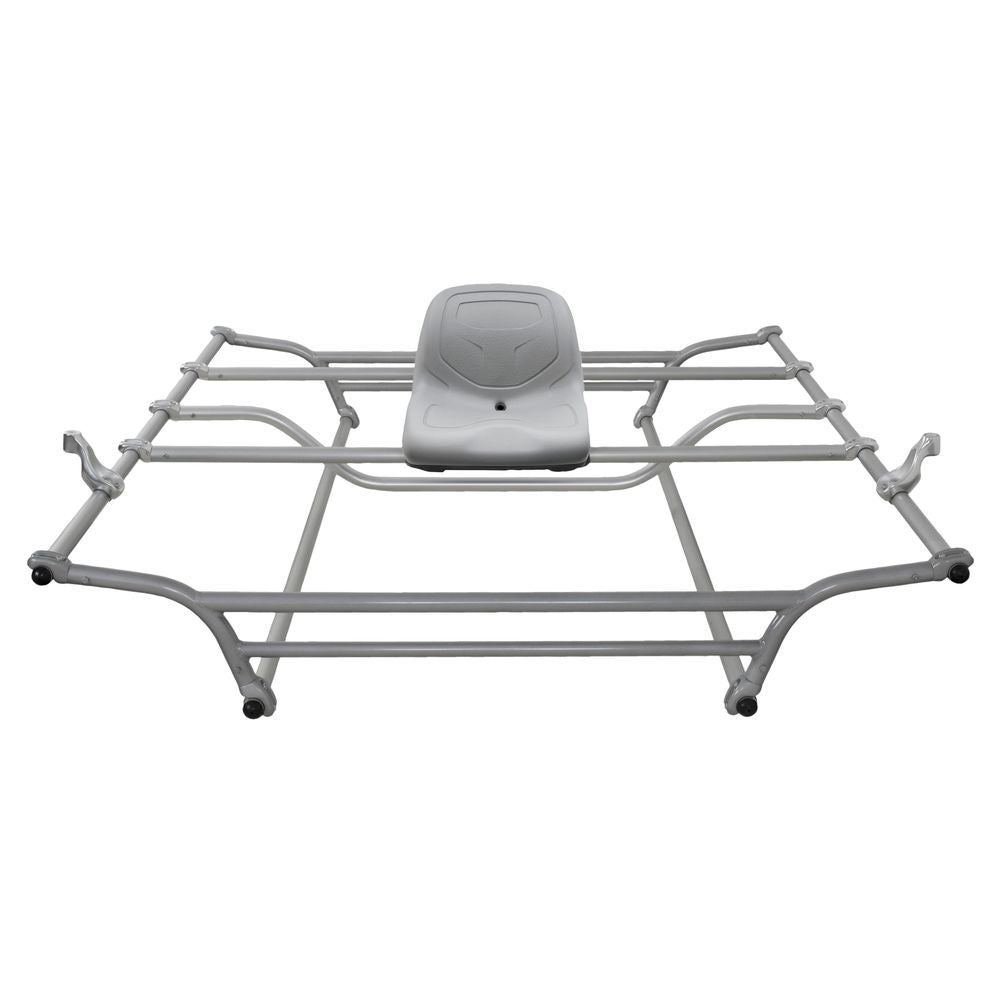 The Alley Cat Frame by NRS is a metal roof rack with a central mounted seat, featuring an adjustable frame system for easy vehicle top attachment.
