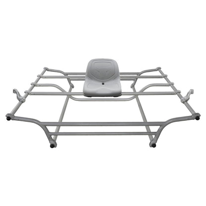 The Alley Cat Frame by NRS is a metal roof rack with a central mounted seat, featuring an adjustable frame system for easy vehicle top attachment.