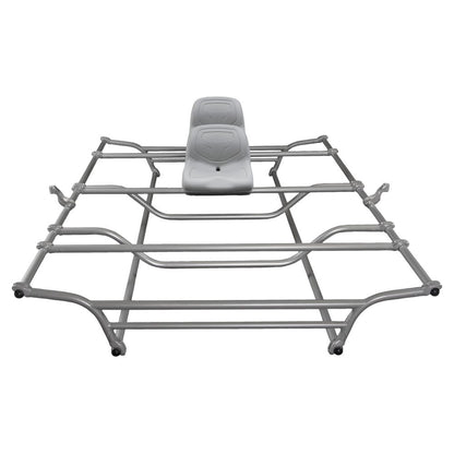 The NRS Fat Cat Frame features a sturdy metal frame made of hot-forged aluminum alloy and a central raised platform seat for maximum comfort.