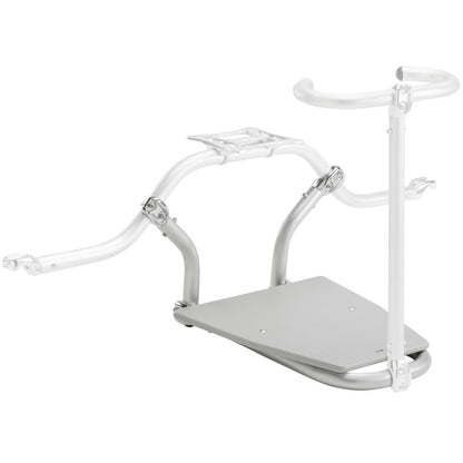 The NRS Front Casting Platform for Thigh Hook is ideal for fly fishing, featuring a non-slip platform with a flat base, U-shaped arms, multiple adjustable joints, and a round handle on an upright pole for superior control.
