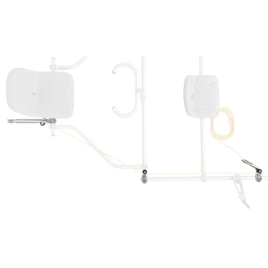 A transparent 3D rendering of the NRS Frame Anchor System with 2:1 depicts a medical equipment setup with tubing, clamps, and a support structure that integrates an anchor control system for improved stability.