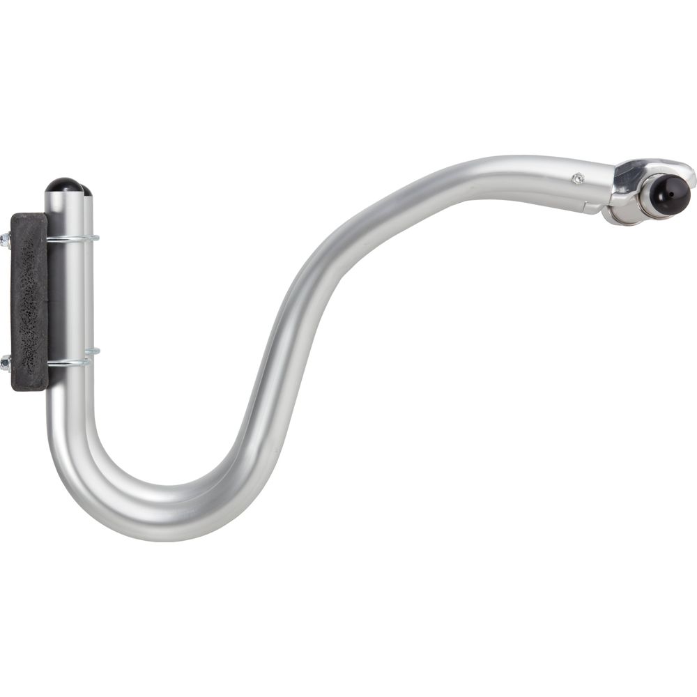 Metallic U-style handlebar with a smooth finish, featuring a black grip and a small NRS raft motor mount bracket on one side.