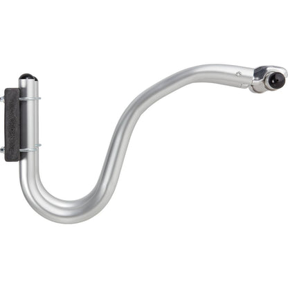 Metallic U-style handlebar with a smooth finish, featuring a black grip and a small NRS raft motor mount bracket on one side.