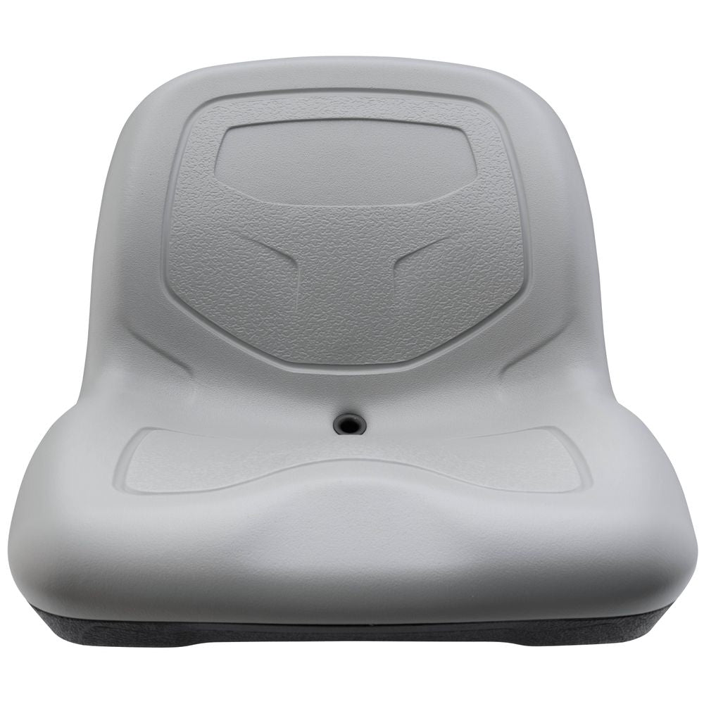 The NRS High Back Raft Seat is made of durable light gray molded plastic with a contoured backrest, high-back design, and central drainage hole.