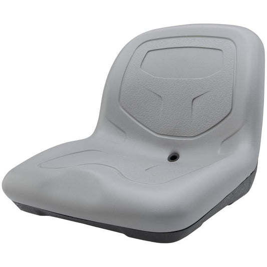 The NRS High Back Raft Seat features a durable gray molded plastic design, complete with a textured surface and drainage hole for enhanced function.