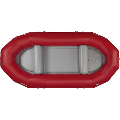 The STAR Outlaw Rafts by NRS offer a durable, red PVC inflatable design with a grey interior and two thwarts, perfect for water activities and ensuring lasting fun on the water.