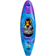 A top-down view of the Jackson Kayak Antix 3.0, a blue and purple whitewater kayak featuring a patterned cockpit seat and footrests.