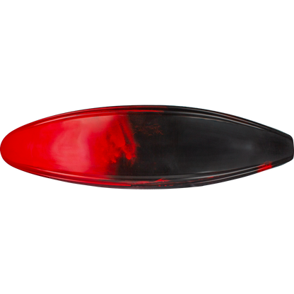 A surfboard with a glossy red and black gradient design, shown from above against a white background—evoking the dynamic style of the Jackson Kayak Antix 3.0 model.