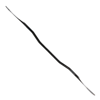 A wavy, double-ended dental tool features thin, flat metal tips and a textured black handle, akin to the precision and design of AquaBound's Aerial Major.