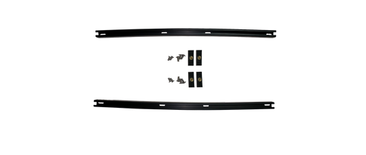 The Native Watercraft Aluminum Rail Set (2), 20" Curved SP10, includes mounting hardware—rails, screws, and brackets—shown on a white background, ideal for kayak setup or accessory installation.