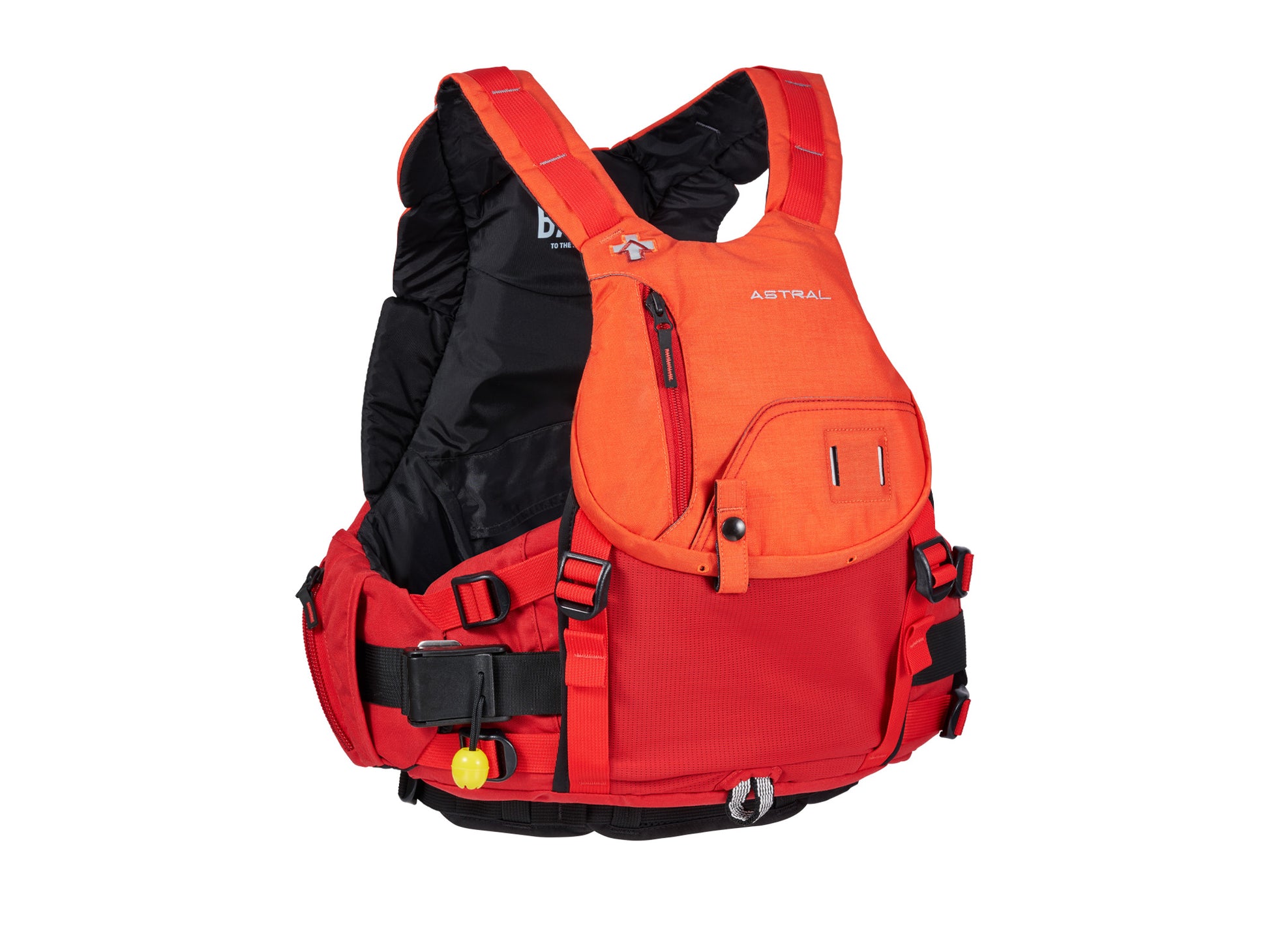 A red and black Astral Indus High Float Rescue PFD.
