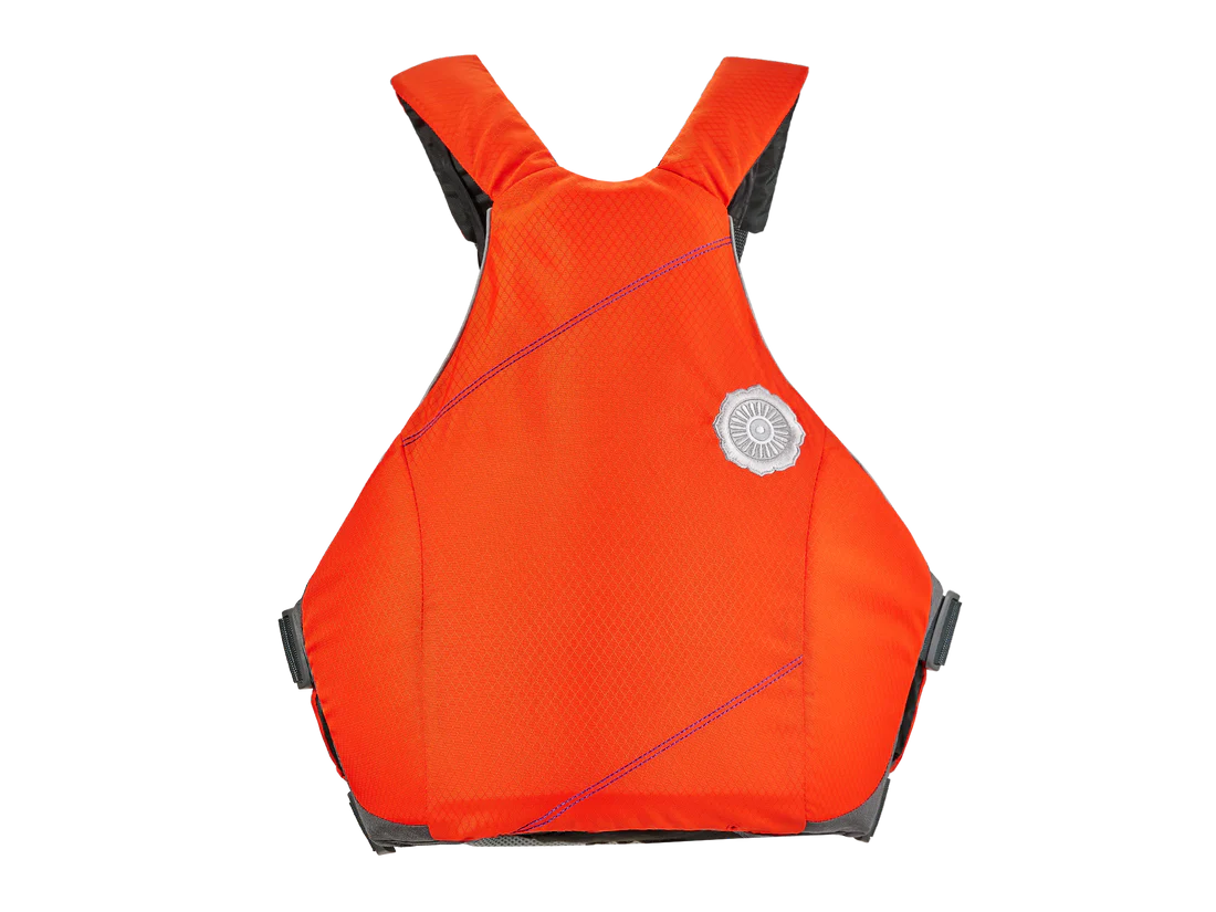 A low profile orange YTV 2.0 PFD life jacket with a PVC-free design by Astral.