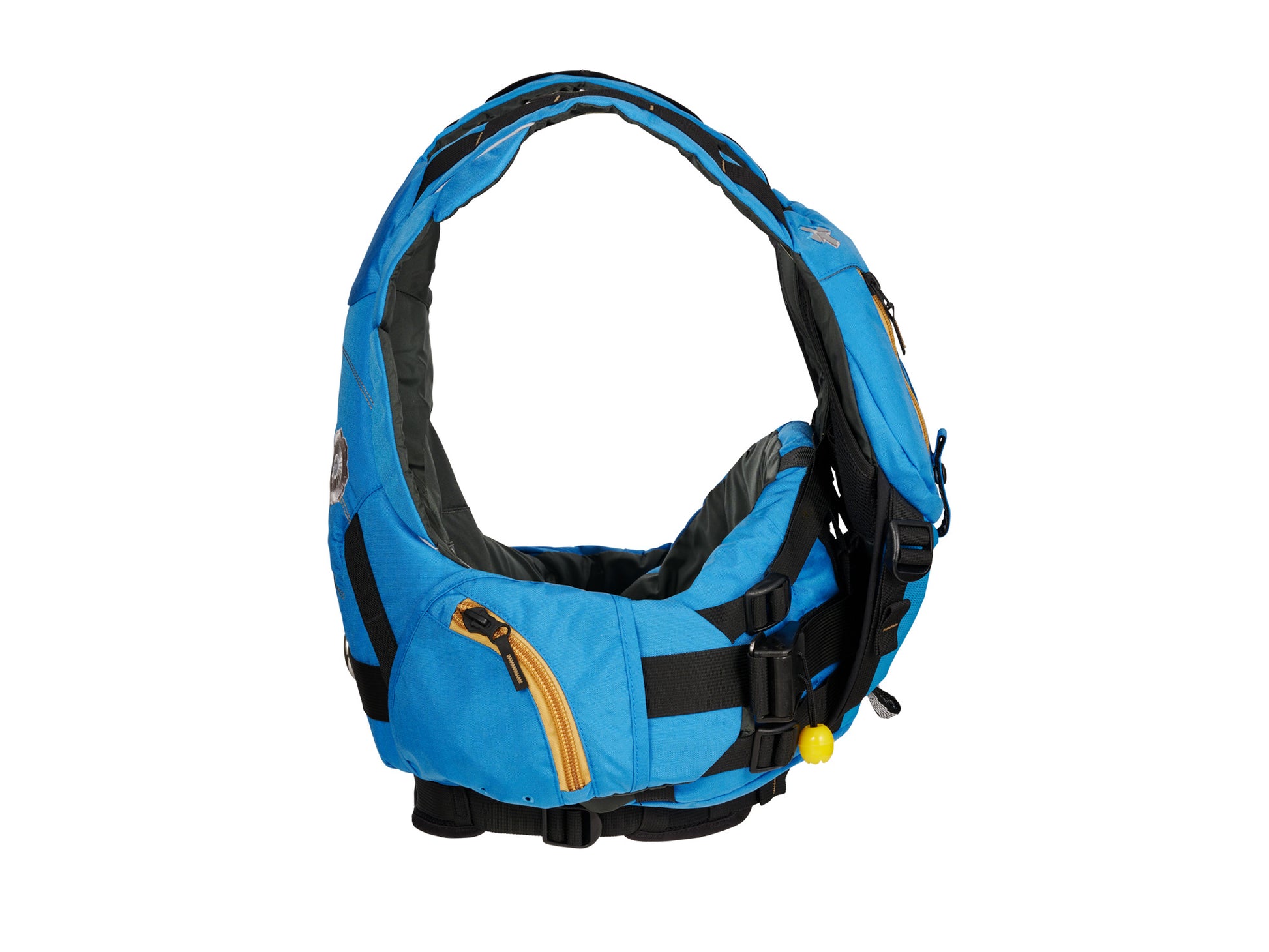 A blue Astral Indus High Float Rescue PFD on a white background.