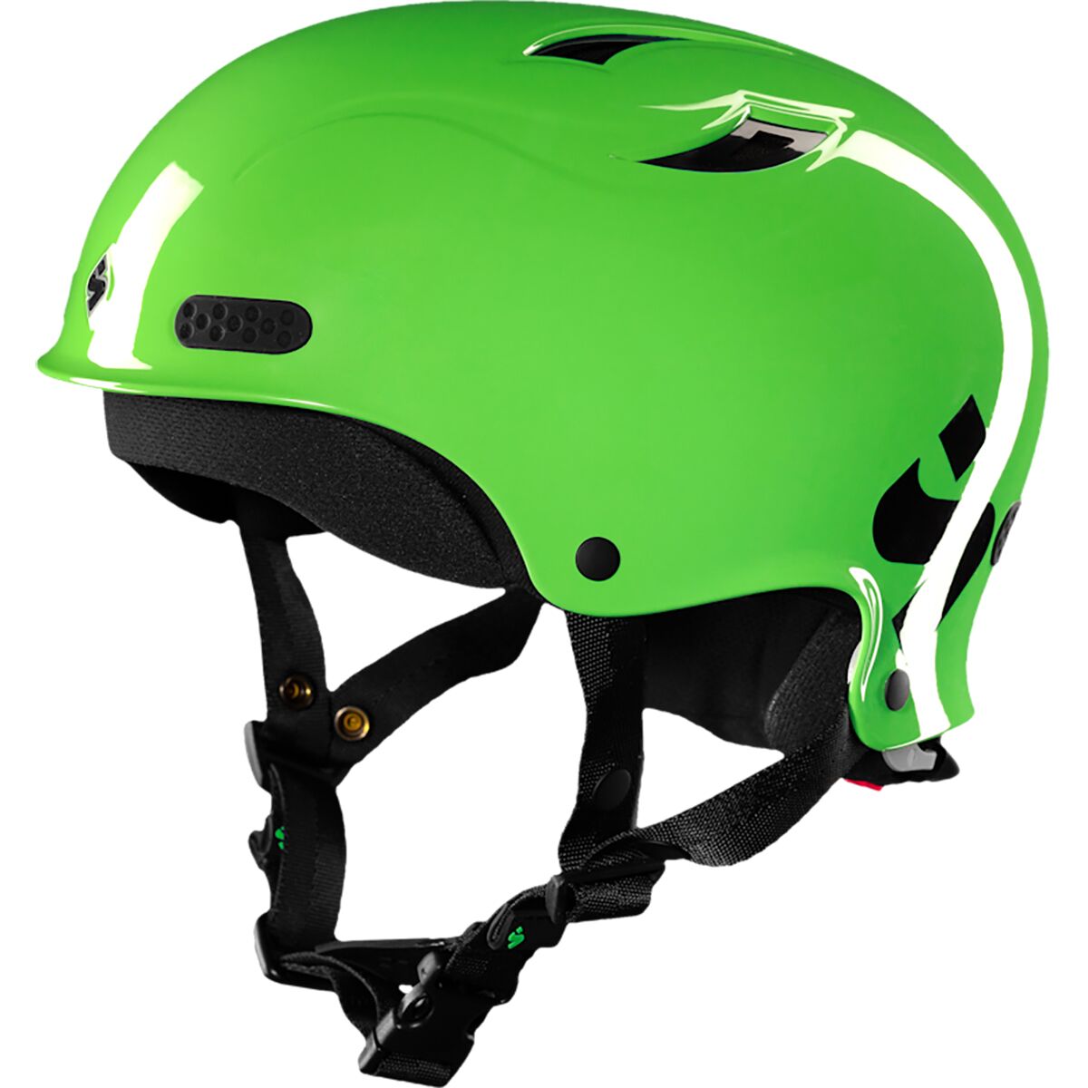 Discover the vibrant green Wanderer II Helmet by Sweet Protection. It features black adjustable straps, essential ventilation holes, and is crafted with an ABS thermoplastic shell for ultimate safety. Perfect for skateboarding!.