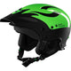 The Rocker Helmet by Sweet Protection is a green and black sports helmet featuring TLC Shell Technology, a visor, vent openings, an adjustable chin strap, and branding text "Sweet Protection," ideal for those seeking outstanding protection in whitewater activities.