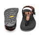 The Bedrock Carin 3D Pro II sandals feature adjustable straps for a secure fit, flat footbeds, and textured rubber soles in black and brown, shown from top and bottom views.