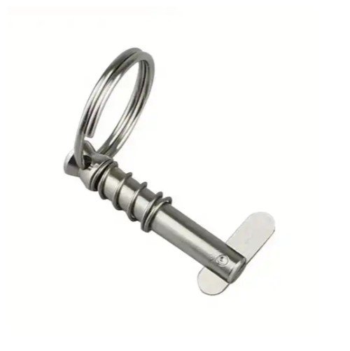 The Better Mounts Better Bimini Mount Spare Pin is a metal keychain with a cylindrical tool and flat, winglike blade—ideal as a replacement pin for your Bimini mounts.